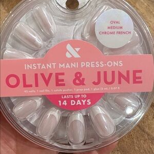 Olive & June Oval Medium Chrome French Press On Nails